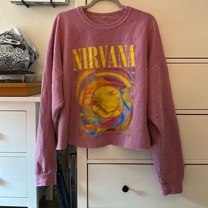 Nirvana oversized sweatshirt with raw hem